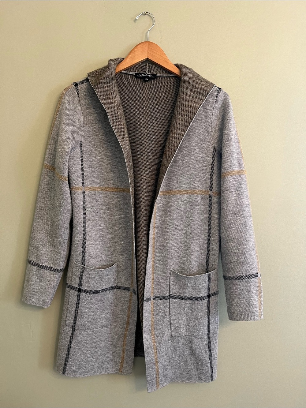 CHARLIE B Multitone Knit Sweater in Black, Gray & Beige